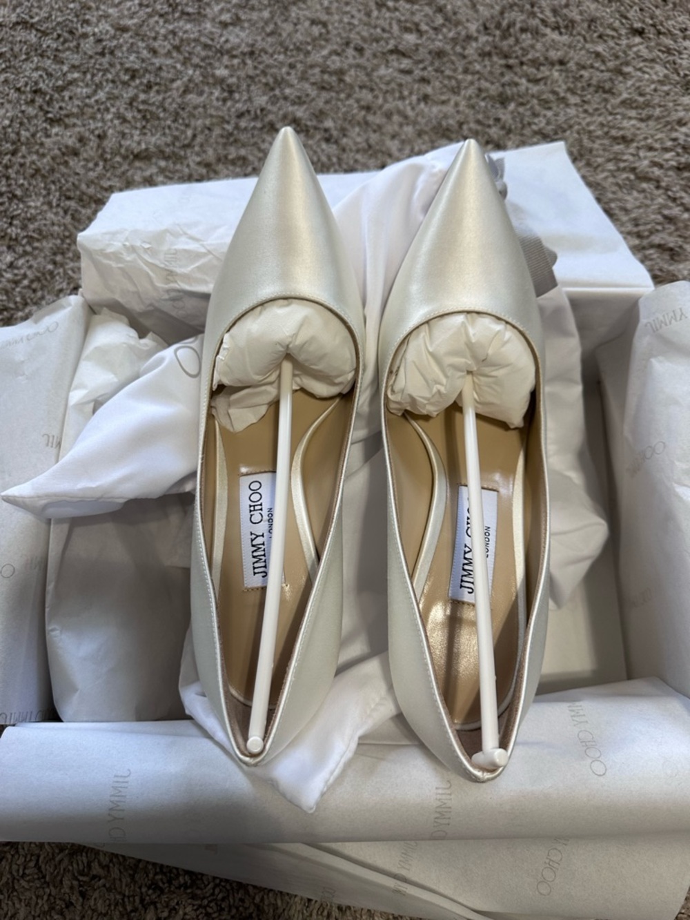 Jimmy Choo Love 85 Ivory Satin Pumps